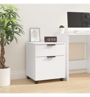 Mobiler Aktenschrank mit Rollen Weiss 45x38x54 cm Holzwerkstoff