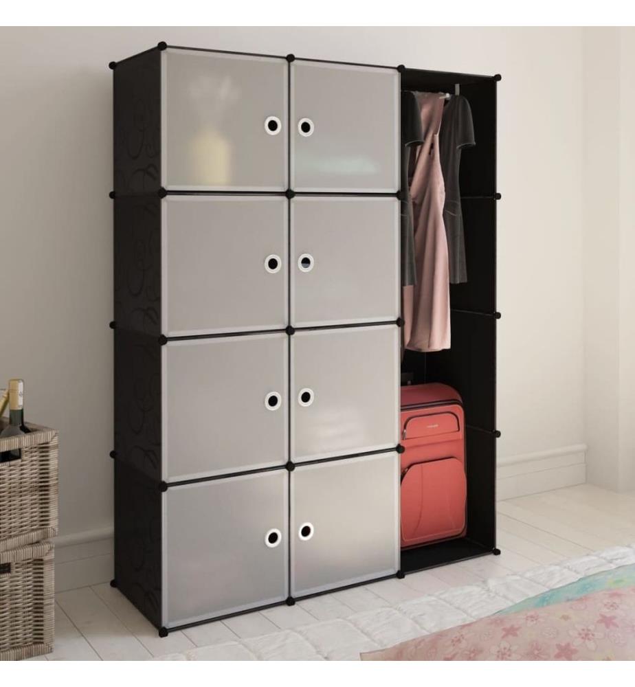 Armoire modulaire 9 compartiments Noir et blanc 37 x 115x150 cm