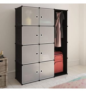 Armoire modulaire 9 compartiments Noir et blanc 37 x 115x150 cm