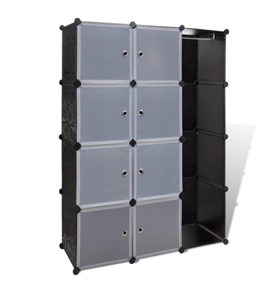 Armoire modulaire 9 compartiments Noir et blanc 37 x 115x150 cm