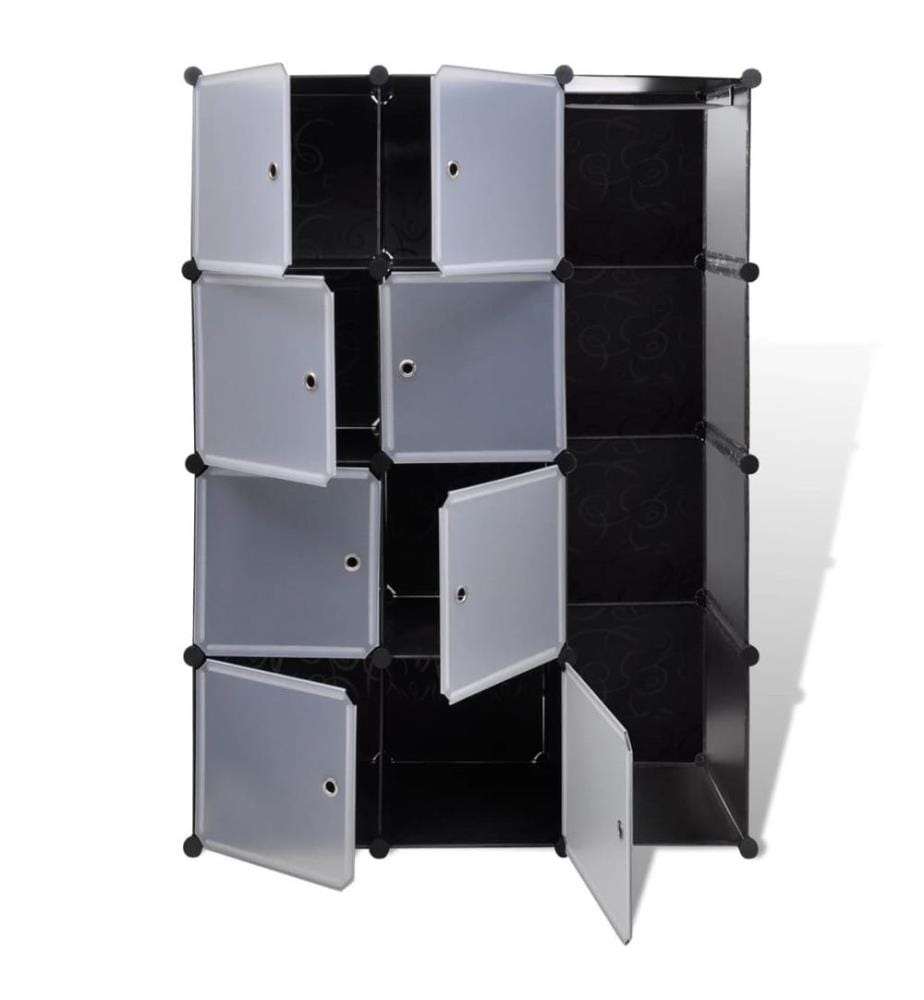 Armoire modulaire 9 compartiments Noir et blanc 37 x 115x150 cm
