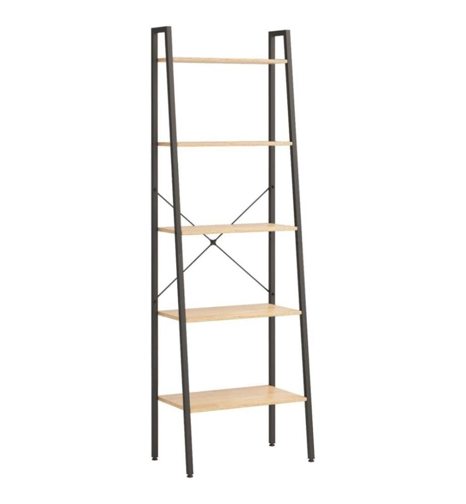 Standregal 5 Böden Hellbraun und Schwarz 56x35x174 cm