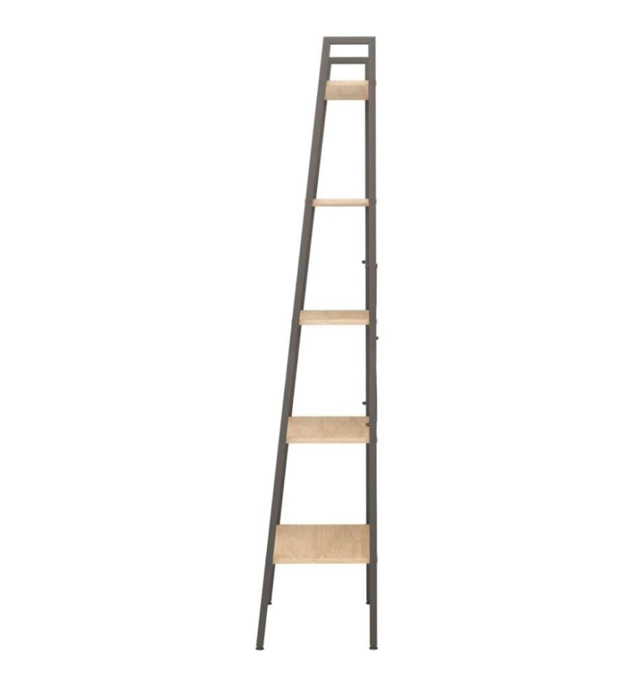 Standregal 5 Böden Hellbraun und Schwarz 56x35x174 cm