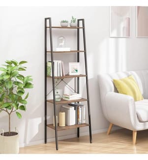 Standregal 5 Böden Dunkelbraun und Schwarz 56x35x174 cm