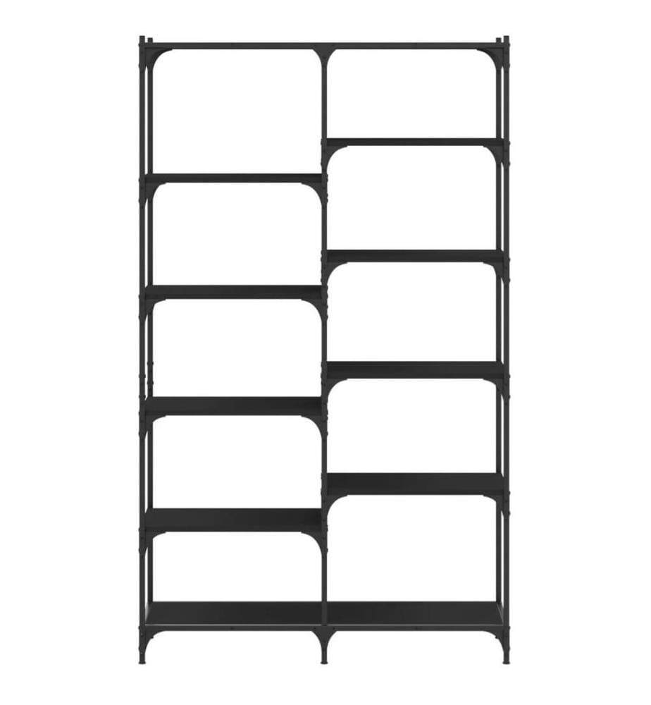 Bibliothèque noir 100x32x170 cm bois d'ingénierie et fer