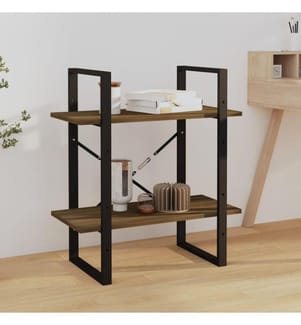 Bücherregal 2 Fächer Braun Eiche-Optik 60x30x70cm Holzwerkstoff