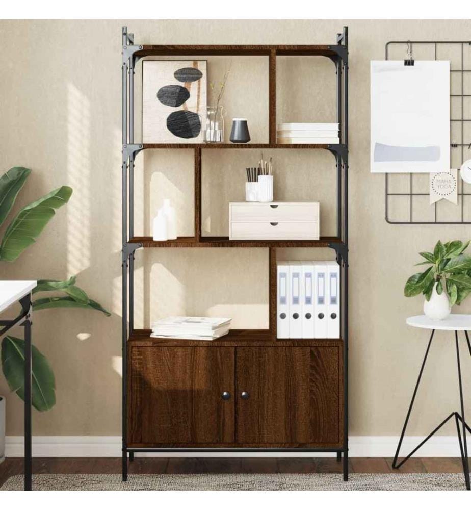 Bücherregal mit Türen Braun Eiche 76,5x30x154,5cm Holzwerkstoff