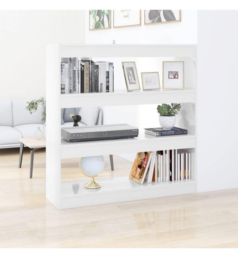 Bücherregal/Raumteiler Hochglanz-Weiss 100x30x103 cm