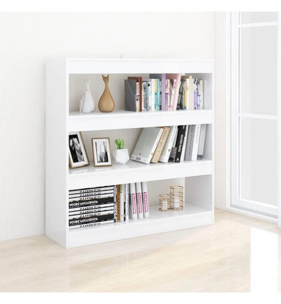 Bücherregal/Raumteiler Hochglanz-Weiss 100x30x103 cm