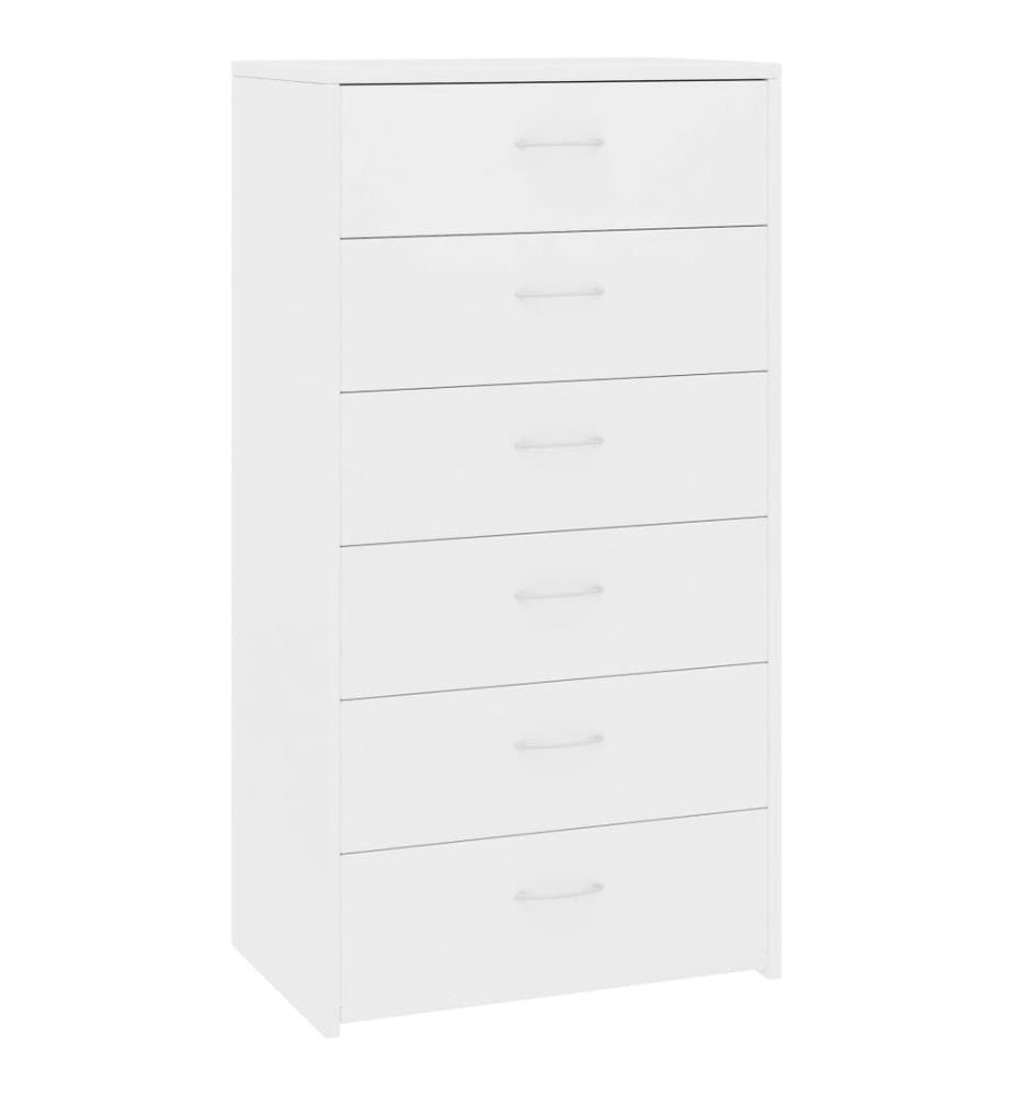 Buffet avec 6 tiroirs Blanc 50x34x96 cm Bois d'ingénierie