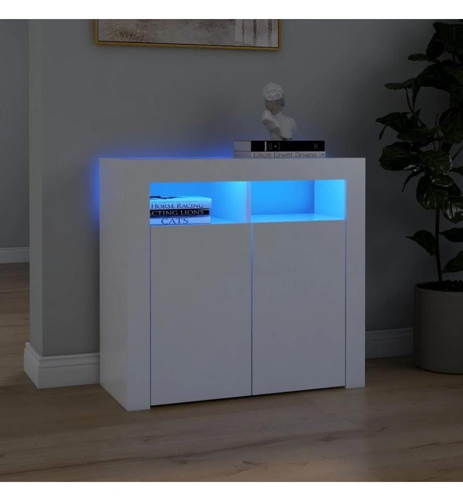 Sideboard mit LED-Leuchten Weiss 80x35x75 cm