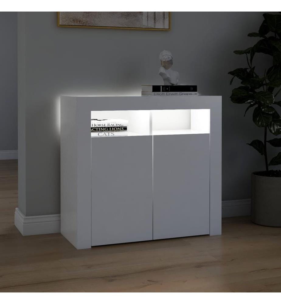 Sideboard mit LED-Leuchten Weiss 80x35x75 cm