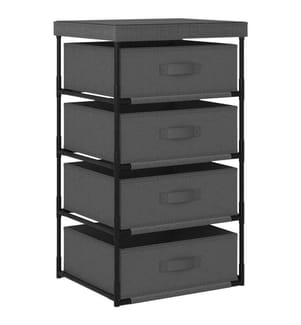 Étagère de rangement avec 4 paniers en tissu Acier Gris
