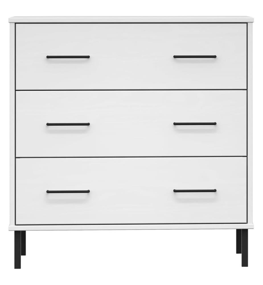 Buffet avec 3 tiroirs Blanc 77x40x79,5 cm Bois massif OSLO