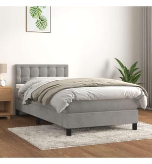 Boxspringbett mit Matratze Hellgrau 100x200 cm Samt
