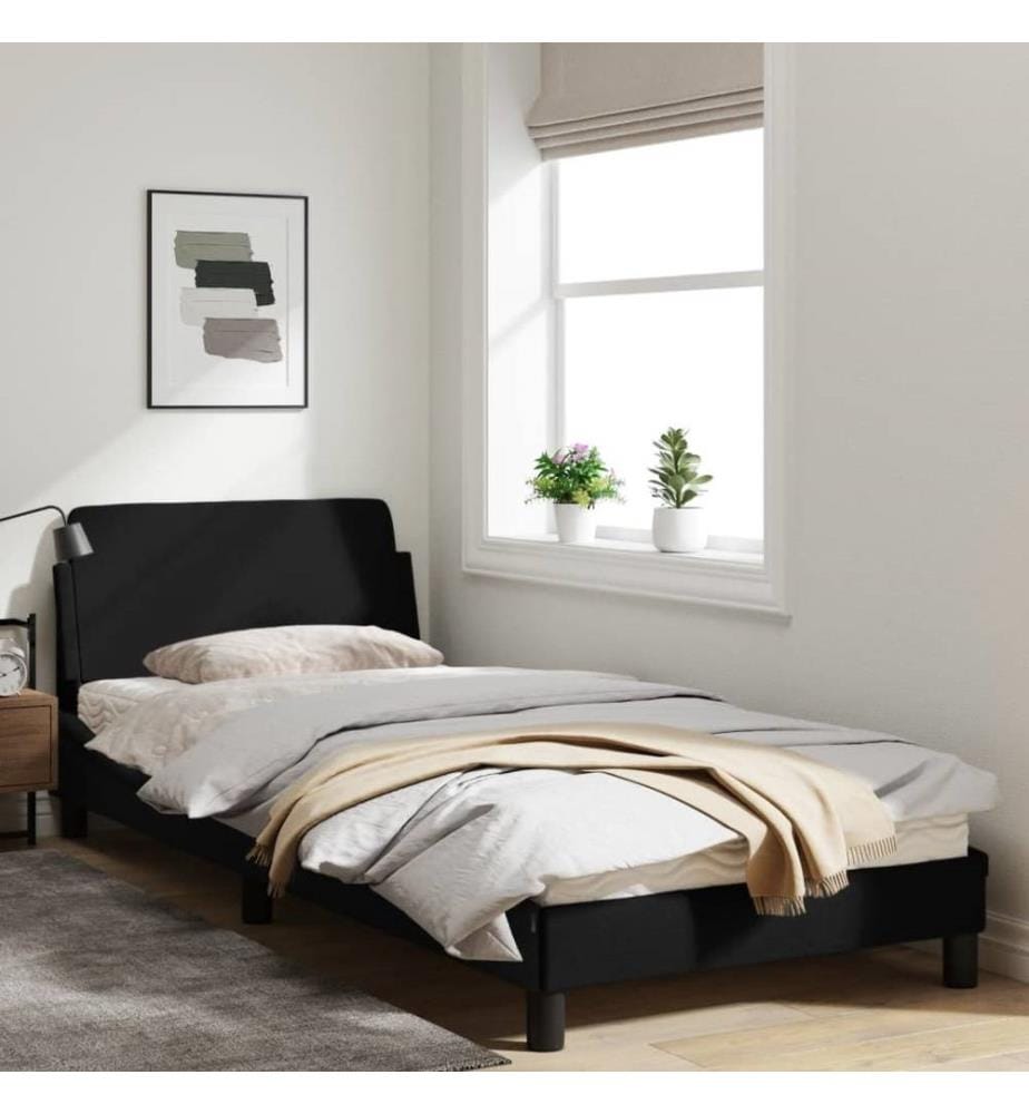 Cadre de lit avec tête de lit Noir 80x200 cm Tissu