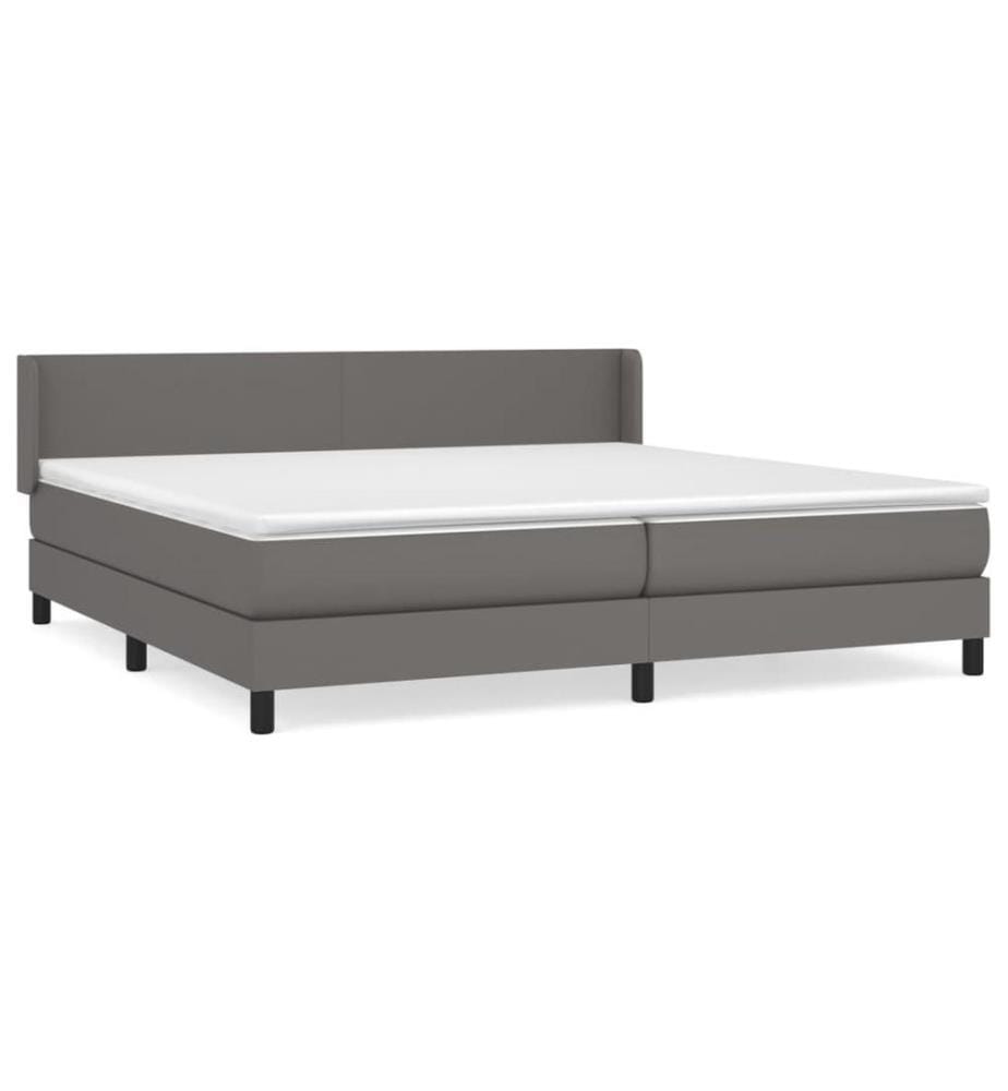 Lit à sommier tapissier avec matelas Gris 200x200 cm Similicuir