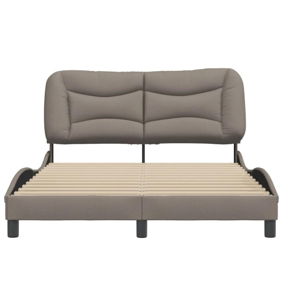 Cadre de lit avec tête de lit Taupe 120x200 cm Tissu
