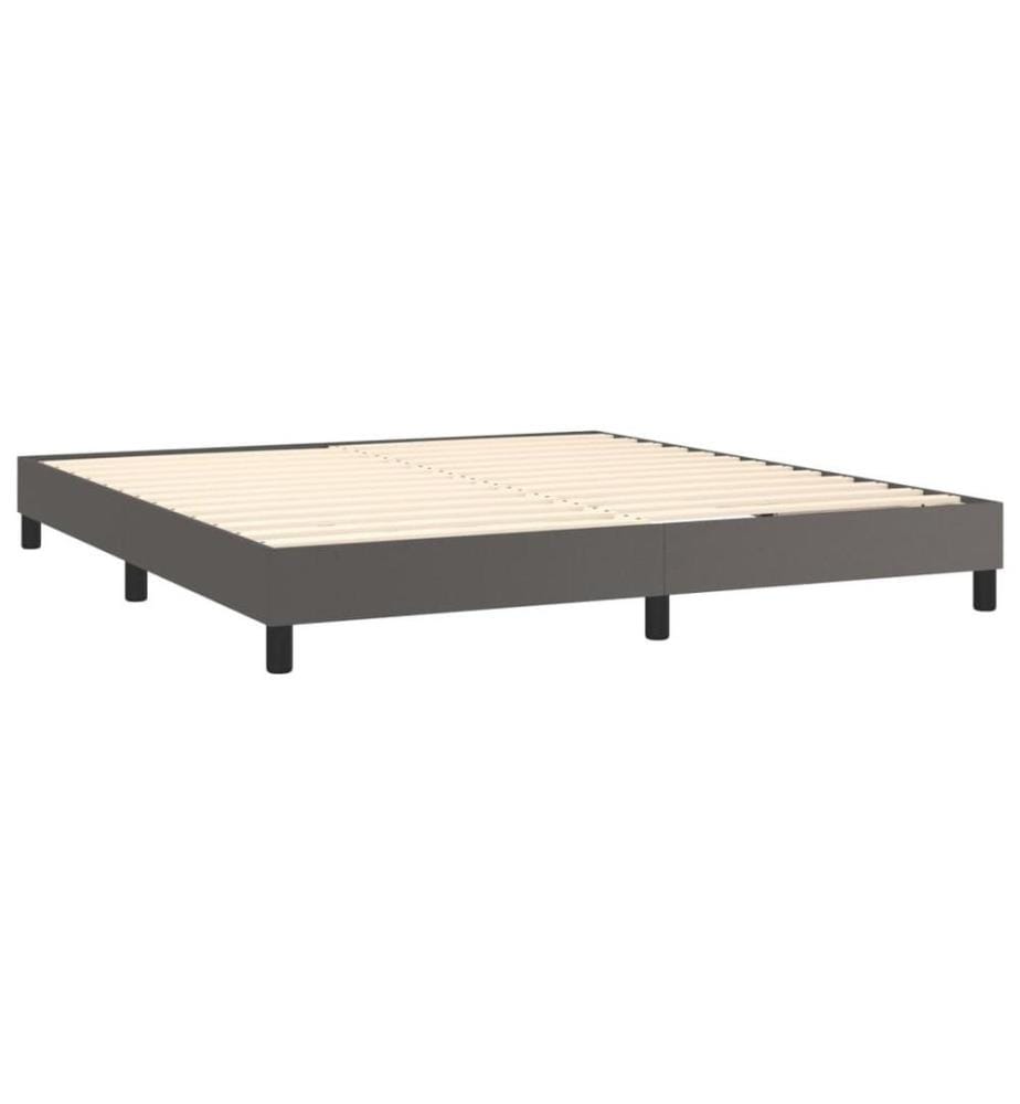 Sommier à ressorts de lit Gris 160x200 cm Similicuir