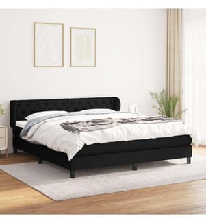 Boxspringbett mit Matratze Schwarz 160x200 cm Stoff