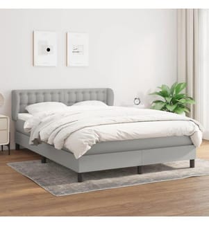 Boxspringbett mit Matratze Hellgrau 140x200 cm Stoff
