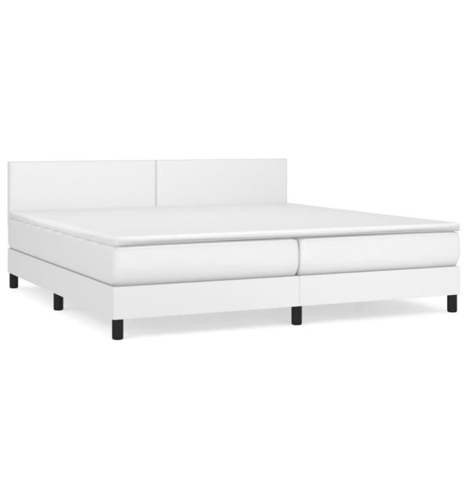 Lit à sommier tapissier avec matelas Blanc 200x200cm Similicuir