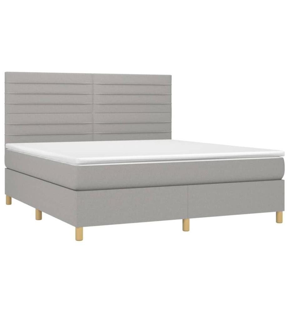 Lit à sommier tapissier avec matelas Gris clair 180x200cm Tissu