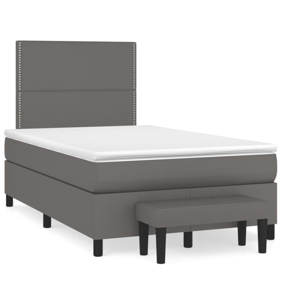 Sommier à lattes de lit avec matelas Gris 120x200 cm Similicuir