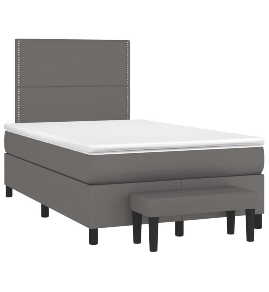 Sommier à lattes de lit avec matelas Gris 120x200 cm Similicuir