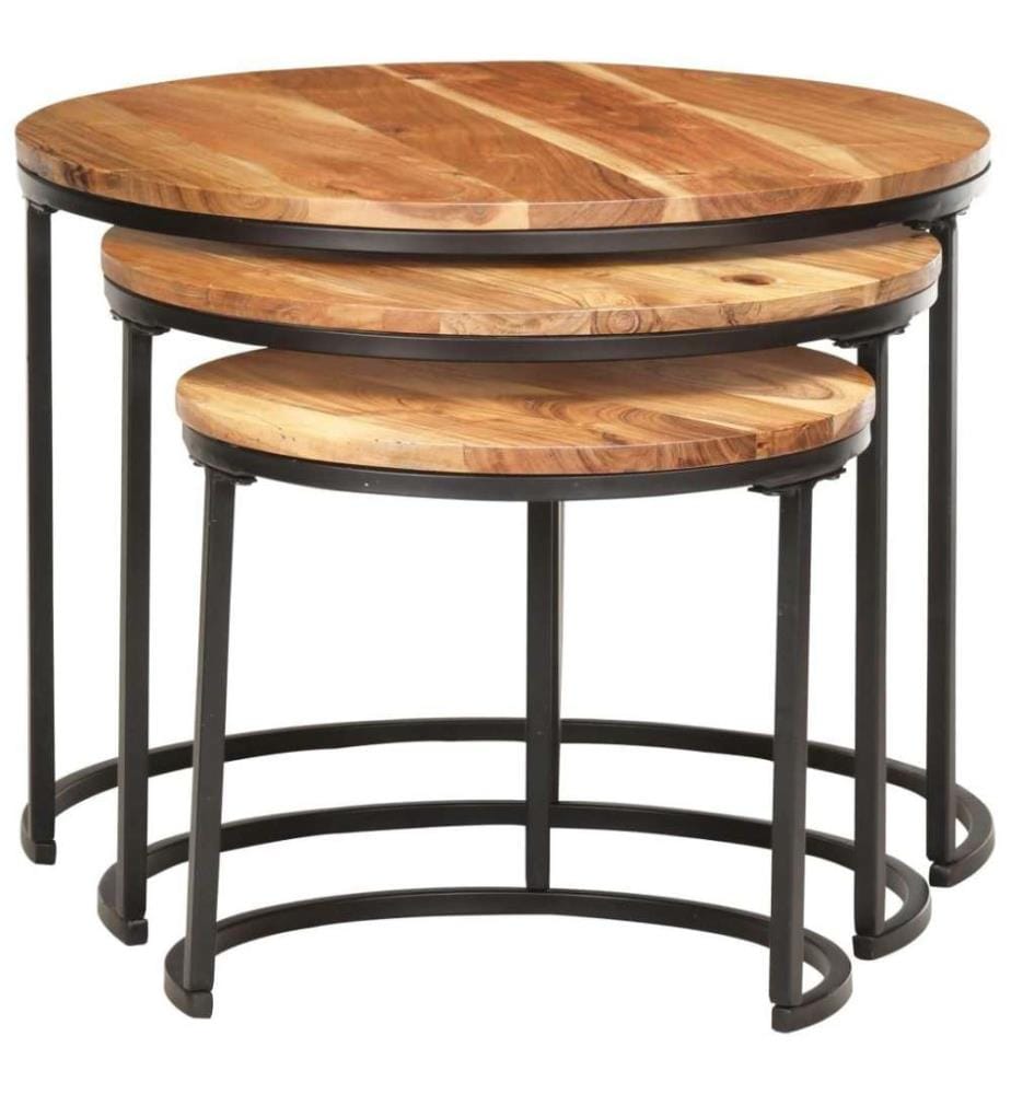 Tables gigognes 3 pcs Bois d'acacia massif