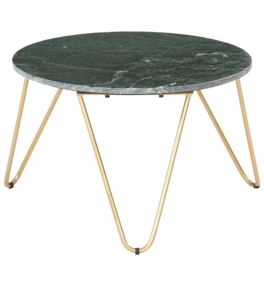 Table basse Vert 65x65x42 cm Pierre véritable et texture marbre