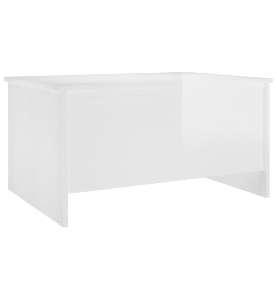 Table basse Blanc brillant 80x55,5x41,5 cm Bois d'ingénierie