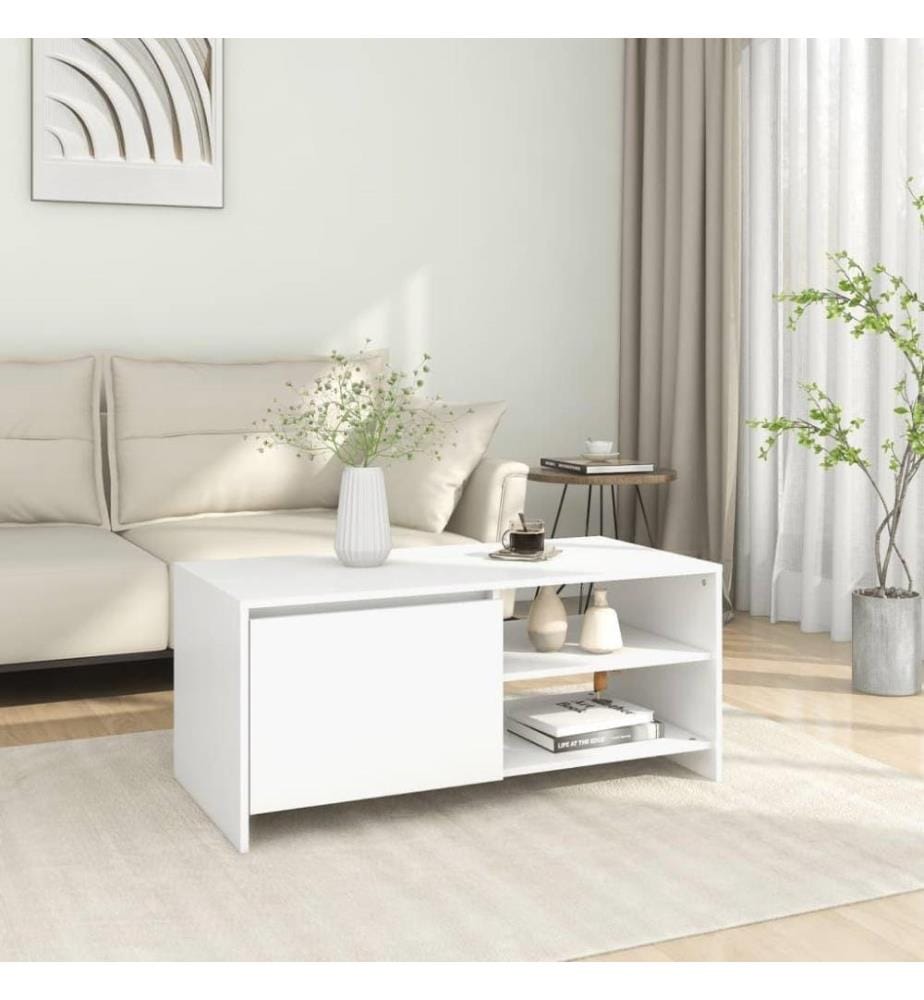 Table basse Blanc 102x50x45 cm Bois d'ingénierie
