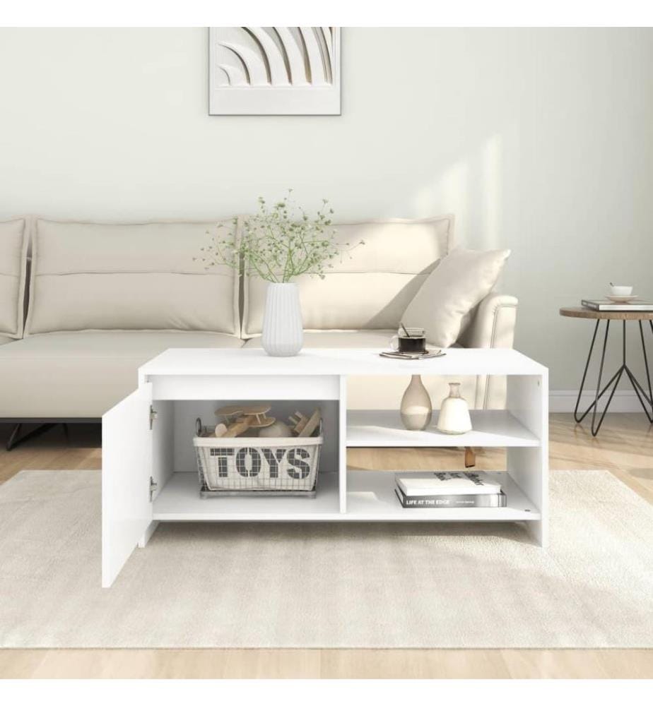 Table basse Blanc 102x50x45 cm Bois d'ingénierie