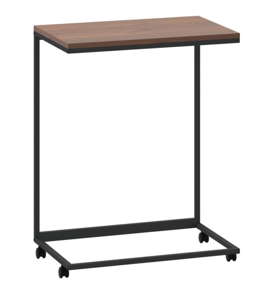 Table d'appoint avec roues Noir 55x35x70 cm Bois d'ingénierie