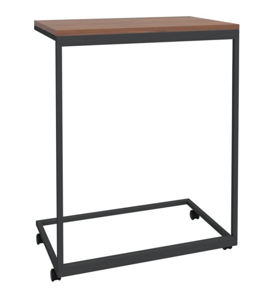 Table d'appoint avec roues Noir 55x35x70 cm Bois d'ingénierie