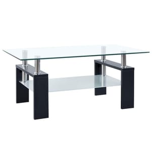 Table basse Noir et transparent 95x55x40 cm Verre trempé