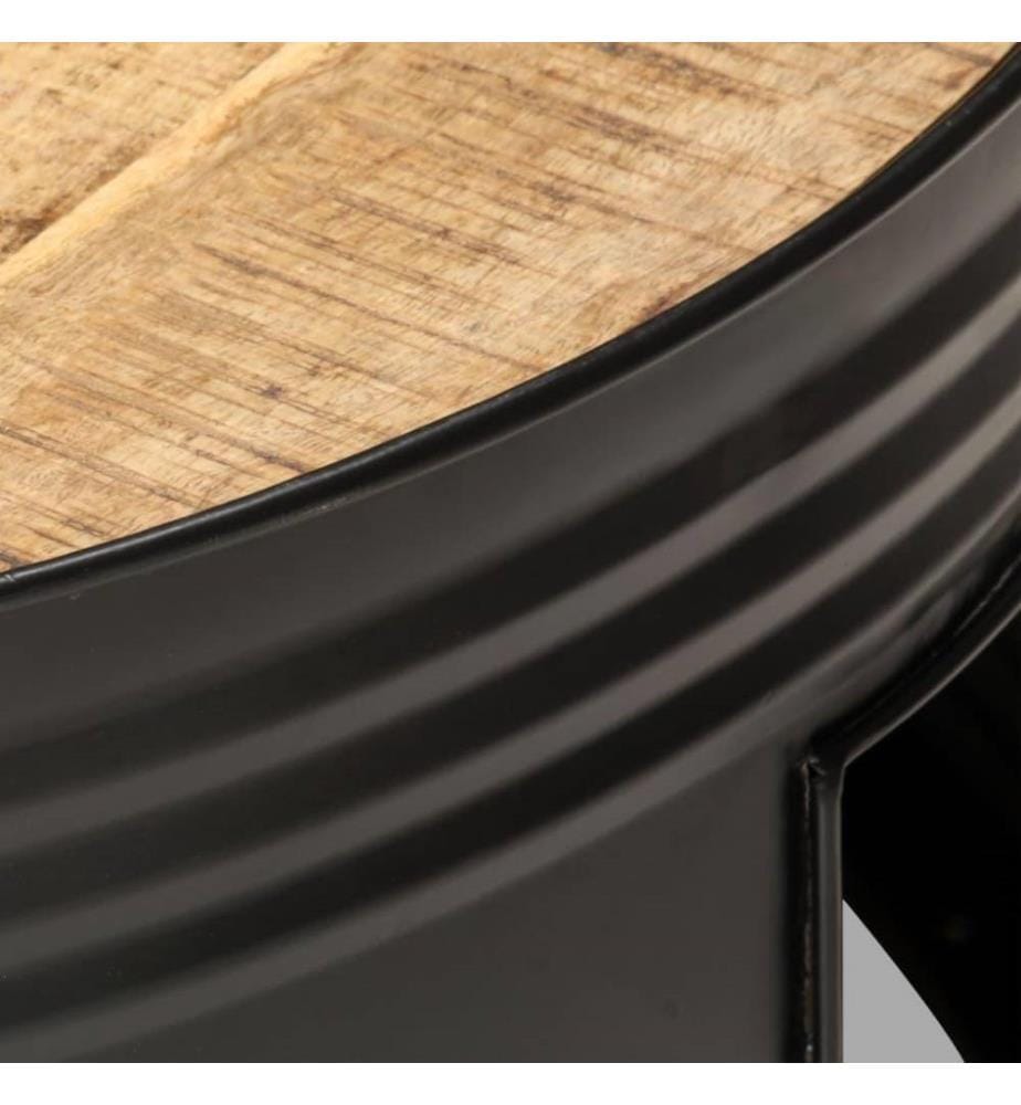 Table basse Noir 68x68x36 cm Bois massif de manguier brut