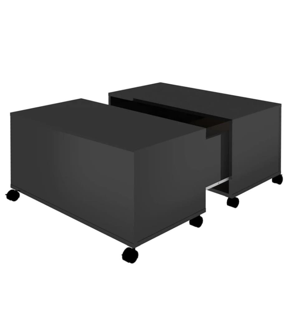 Table basse Noir brillant 75x75x38 cm Aggloméré
