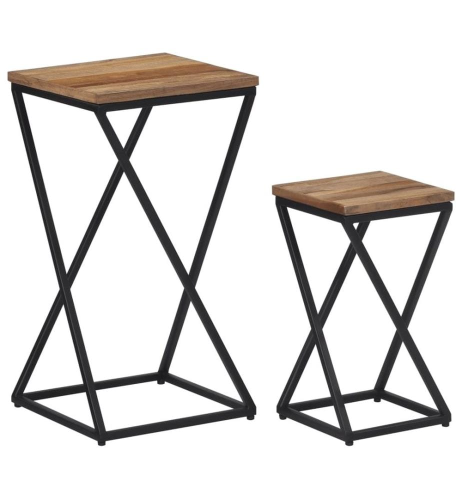 Tables d'appoint 2 pcs teck de récupération massif