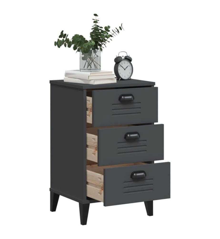 Table de chevet VIKEN gris anthracite bois de pin solide