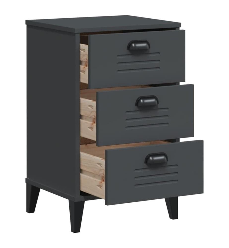 Table de chevet VIKEN gris anthracite bois de pin solide