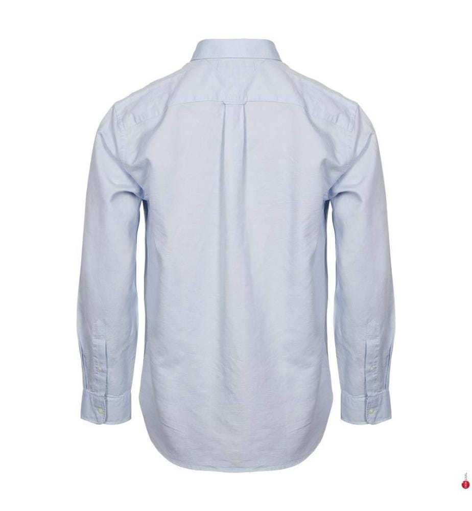 Camicia tinta unita in misto lino - Breezy Blue