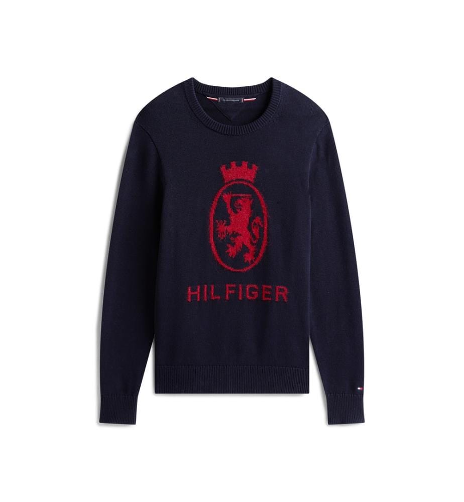Intarsia Pullover Mit Th Wappen - Marineblau