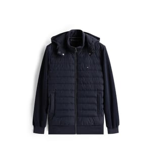 Kapuzenjacke mit Reissverschluss und Einsätzen - Marineblau
