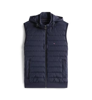 Gilet trapuntato con cappuccio - Blu navy