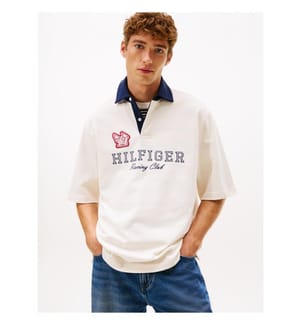 Lässiges Rugby-Poloshirt mit gesticktem Logo - Ivory Petal