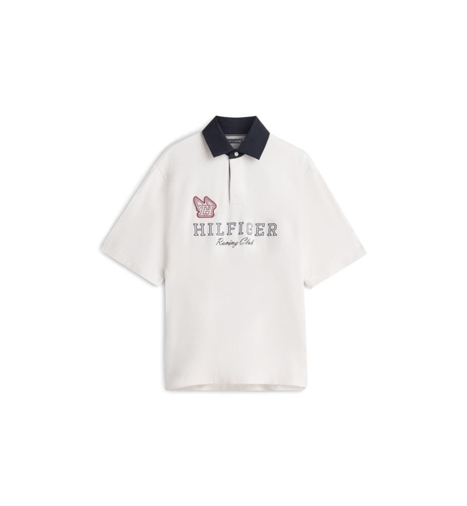 Lässiges Rugby-Poloshirt mit gesticktem Logo - Ivory Petal