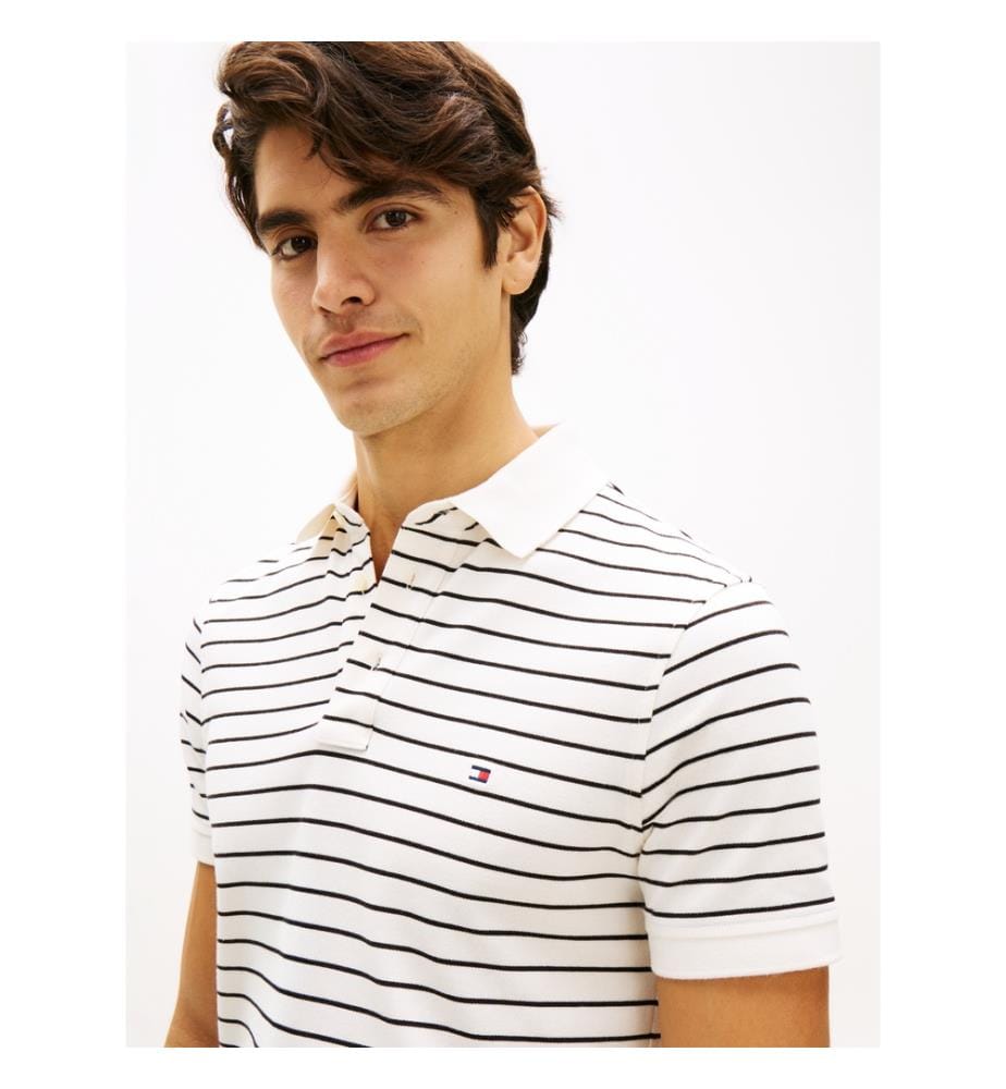 Slim Piqué Polo 1985 - White and Brown