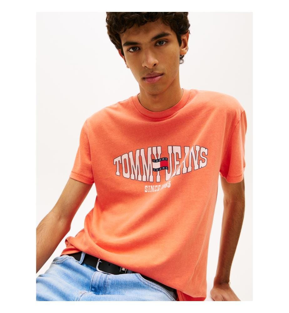 T-Shirt en Jersey à Drapeau Ondulé - Orange